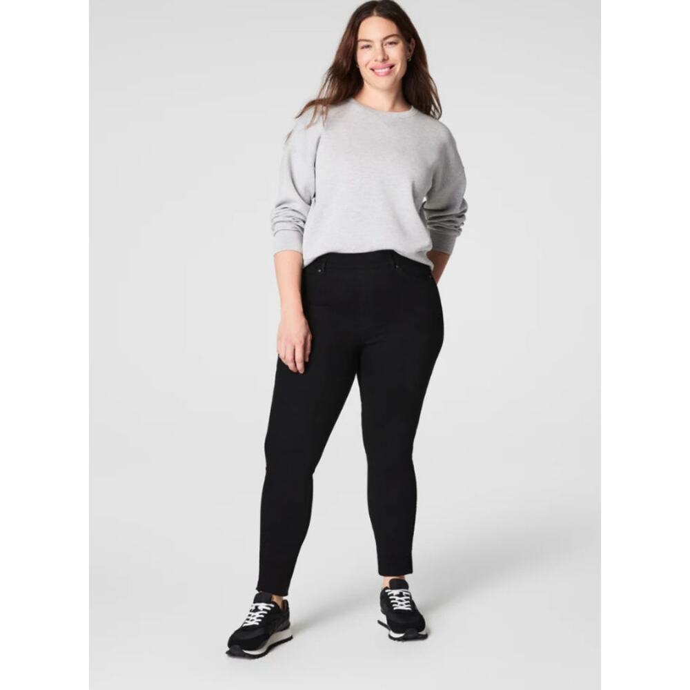 Spanx Jeggings Jeans Pants Womens Black Skinny Leg Stretch Pull On Ankle Size L